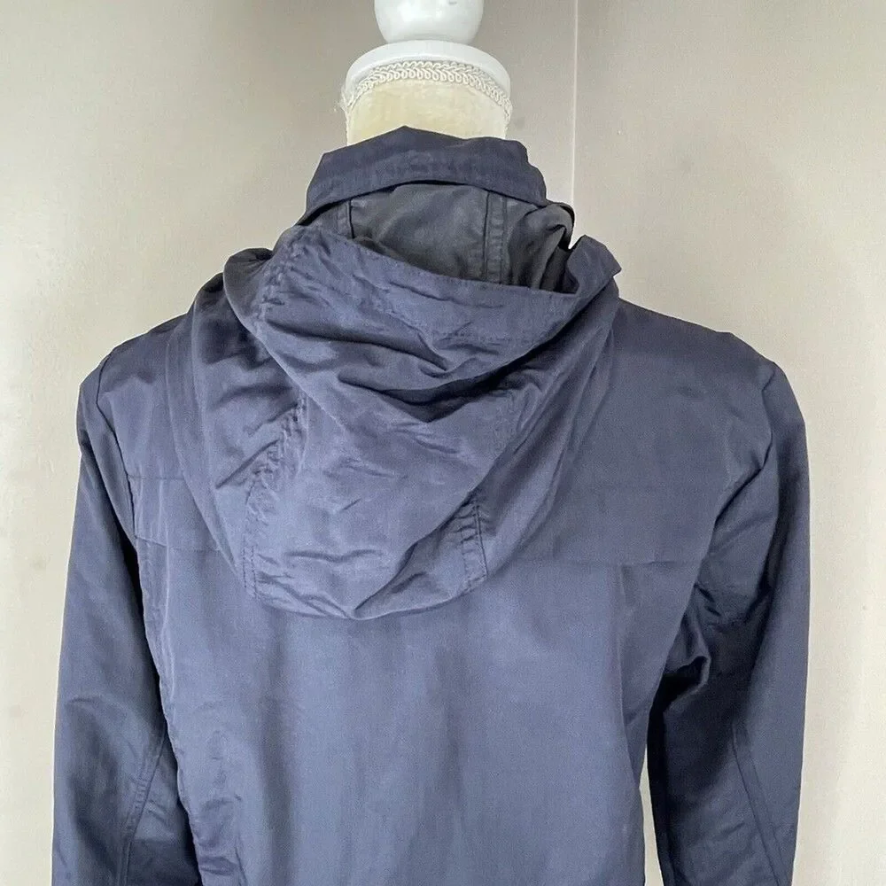 Lands’ End Women’s Hooded Rain Windbreaker Jacket Coat Small S 6-8 Navy Nylon